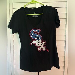 MLB Black Short Sleeve Tee with Star Pattern